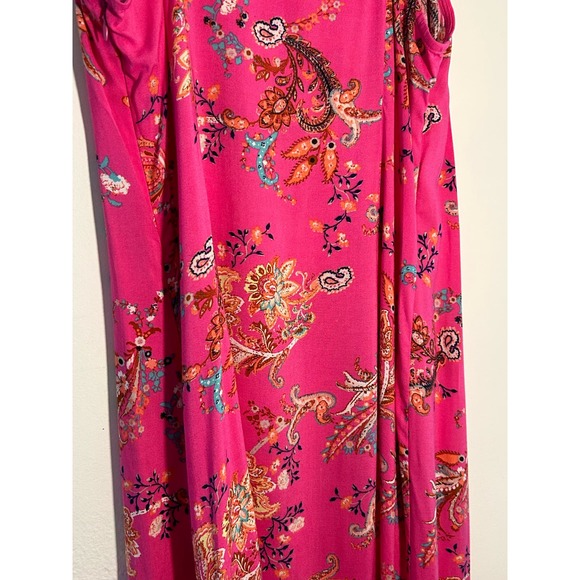 Wonderly Women’s Hot Pink Floral Paisley Double Slit Maxi Tank Dress S - Picture 11 of 14